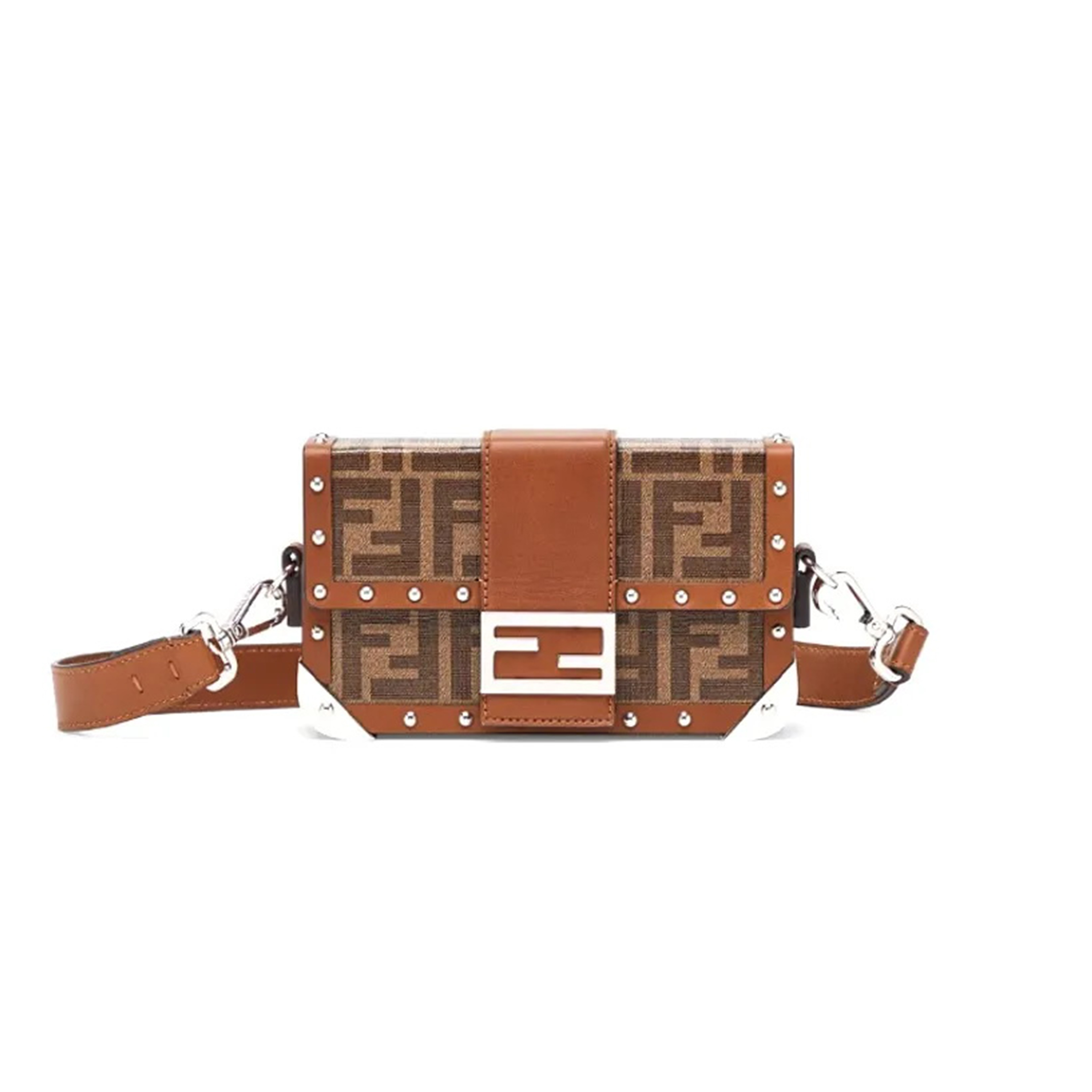 F**di baguette trunk bag zucca coated canvas mini brown 7va507a8v3f18at (19*11*4cm)